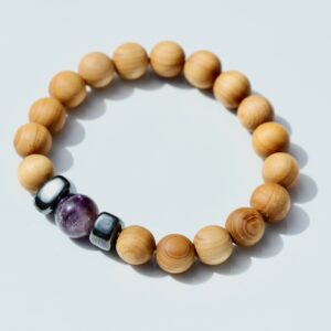 CEDARWOOD THIRD-EYE CHAKRA BRACELET with AMETHYST