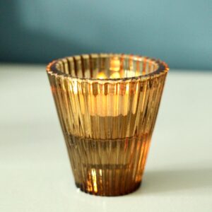 Flip Dinner / Tealight Candle Holder – Antique Amber