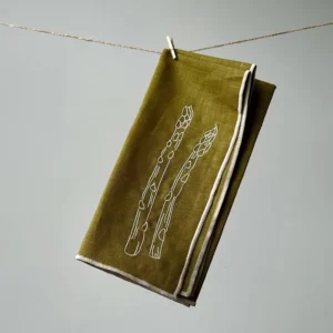 EMBROIDERED LINEN NAPKINS “ASPARAGUS”