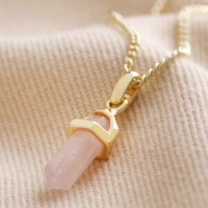 TINY ROSE QUARTZ HEALING CRYSTAL GOLD NECKLACE