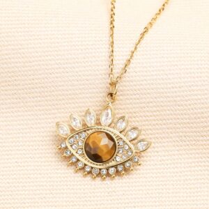 TIGER’S EYE PENDANT GOLD NECKLACE