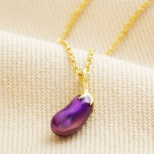 AUBERGINE PENDANT GOLD NECKLACE