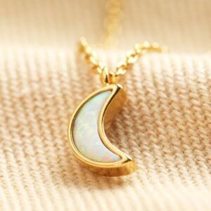 OPAL MOON CHARM GOLD NECKLACE